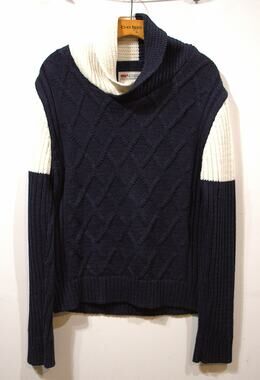 Geographical Norway Men’s Sweater Size L Navy Blue White Knit Pullover